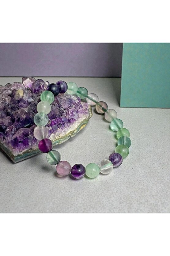 SERTİFİKALI FLORİT DOĞAL TAŞ BİLEKLİK 8 MM