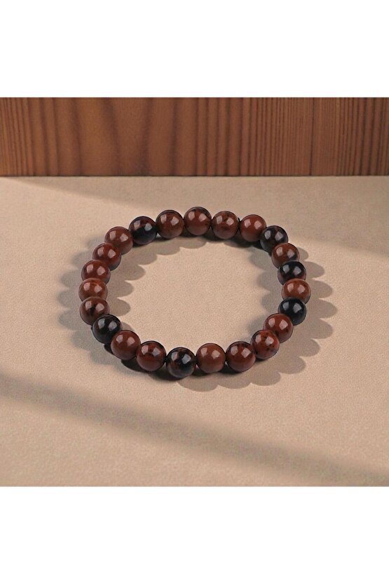 SERTİFİKALI MAHONY JASPER DOĞAL TAŞ BİLEKLİK 8 MM
