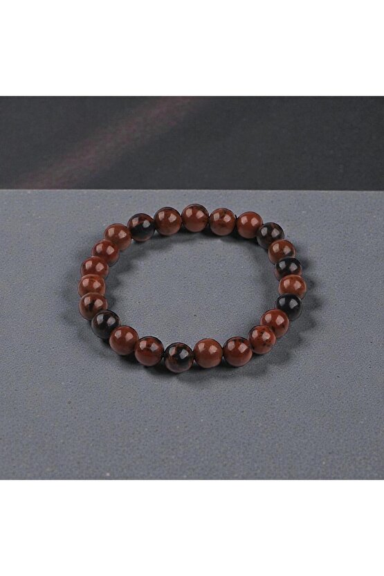 SERTİFİKALI MAHONY JASPER DOĞAL TAŞ BİLEKLİK 8 MM