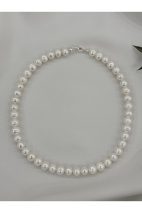 9 mm Gerçek İnci Kolye 925 Ayar Gümüş