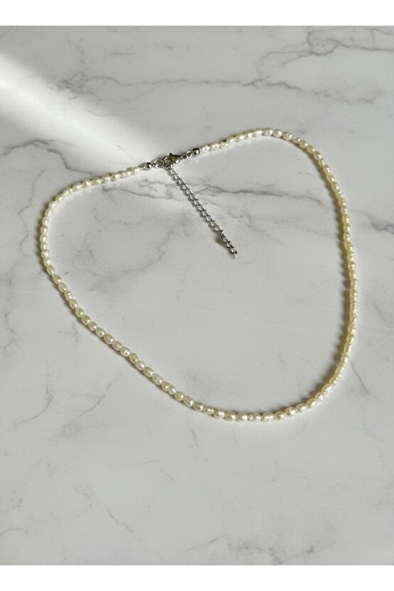 Gerçek Tatlı Su Arpa İncisi Gümüş Kolye