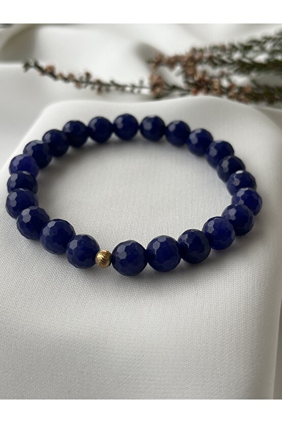 Doğal Mavi Agate Gümüş Apart Taşlı Bileklik