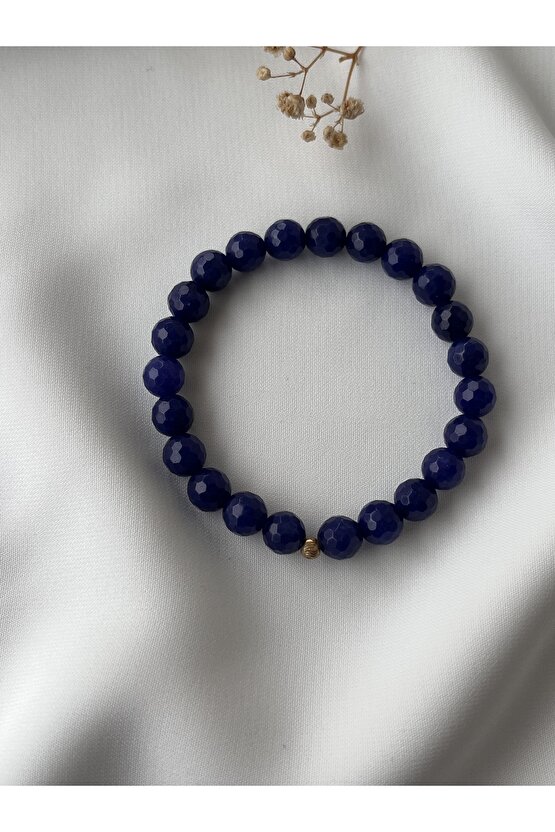 Doğal Mavi Agate Gümüş Apart Taşlı Bileklik