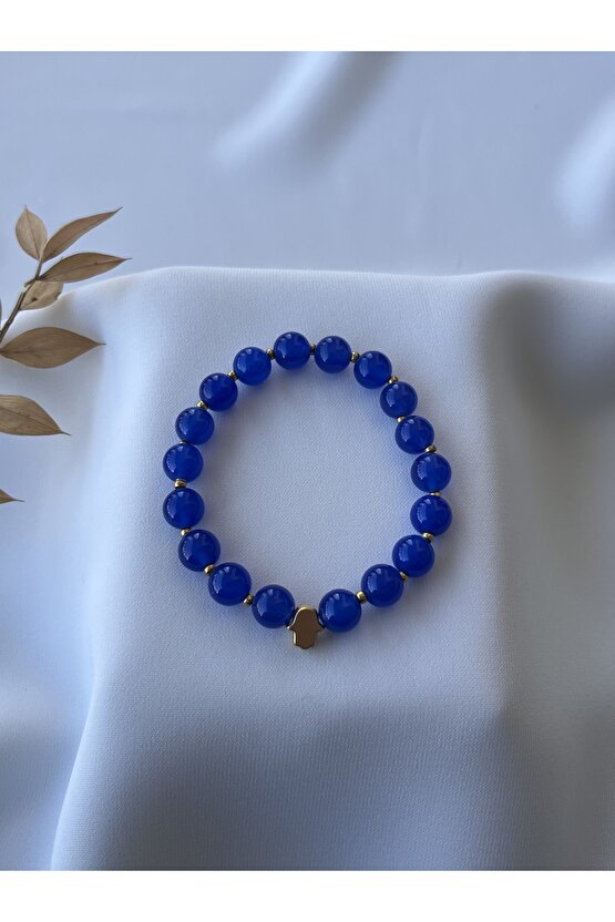 Doğal Mavi Akik Taşlı Bileklik