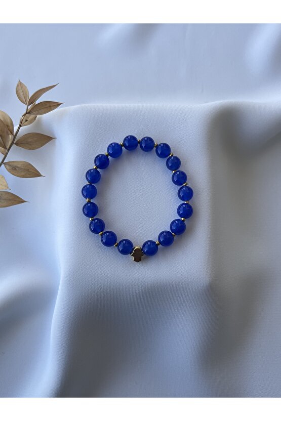 Doğal Mavi Akik Taşlı Bileklik