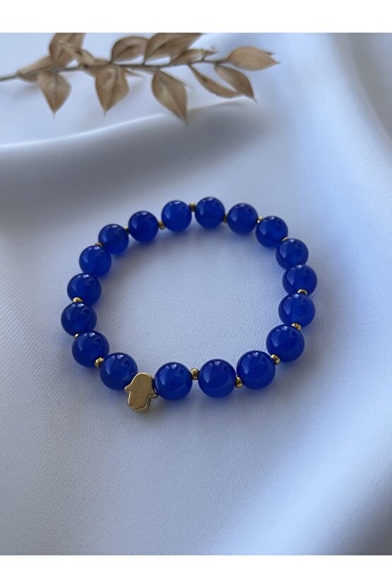 Doğal Mavi Akik Taşlı Bileklik