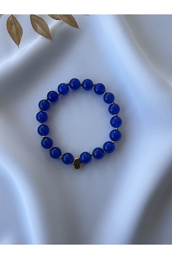 Doğal Mavi Akik Taşlı Bileklik