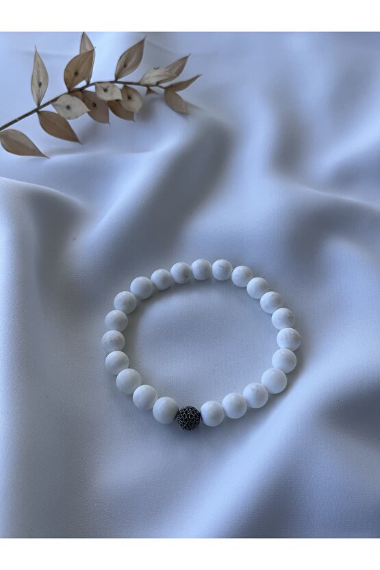 Gümüş Aparatlı Beyaz Mercan Taşlı Bileklik