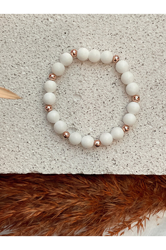 Beyaz Mercan Doğal Taşlı Bileklik