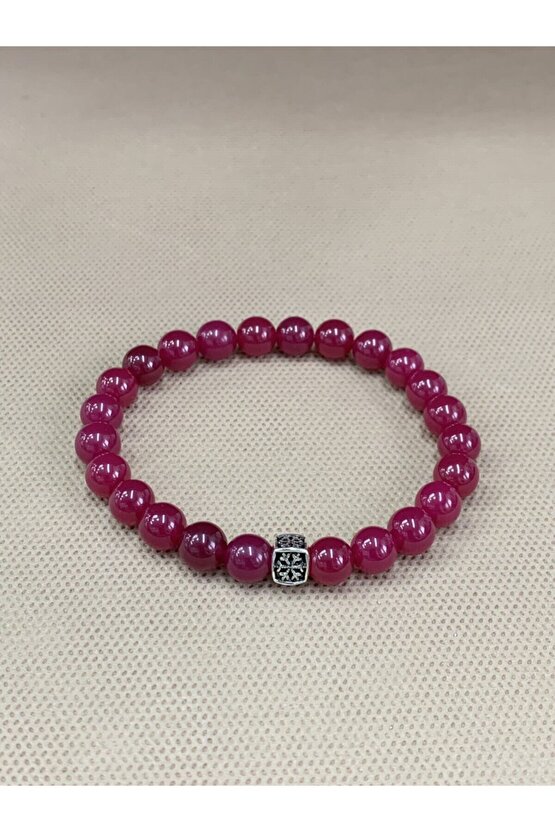 Hakiki Yakut Taşı Gümüş Aparatlı Bileklik