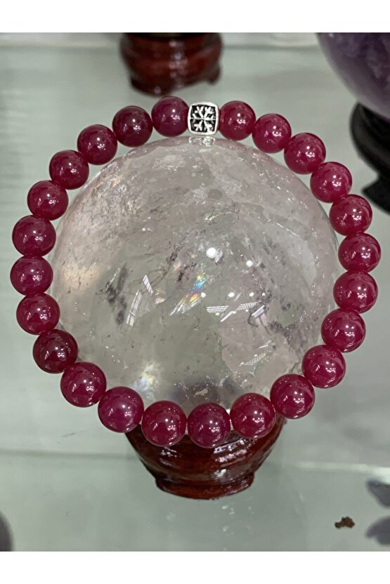 Hakiki Yakut Taşı Gümüş Aparatlı Bileklik