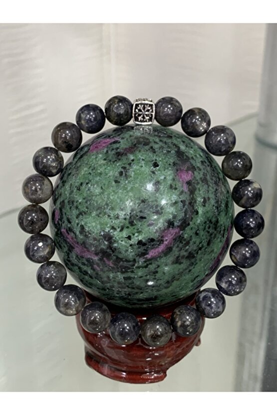 Iyolit Doğal Taşlı Gümüş Aparatlı Bileklik