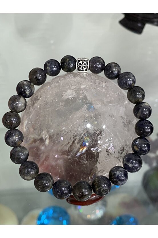 Iyolit Doğal Taşlı Gümüş Aparatlı Bileklik