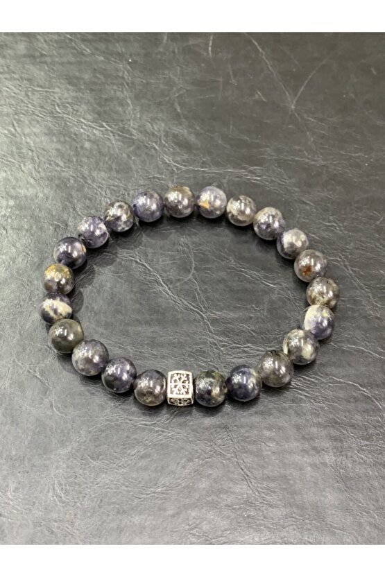 Iyolit Doğal Taşlı Gümüş Aparatlı Bileklik