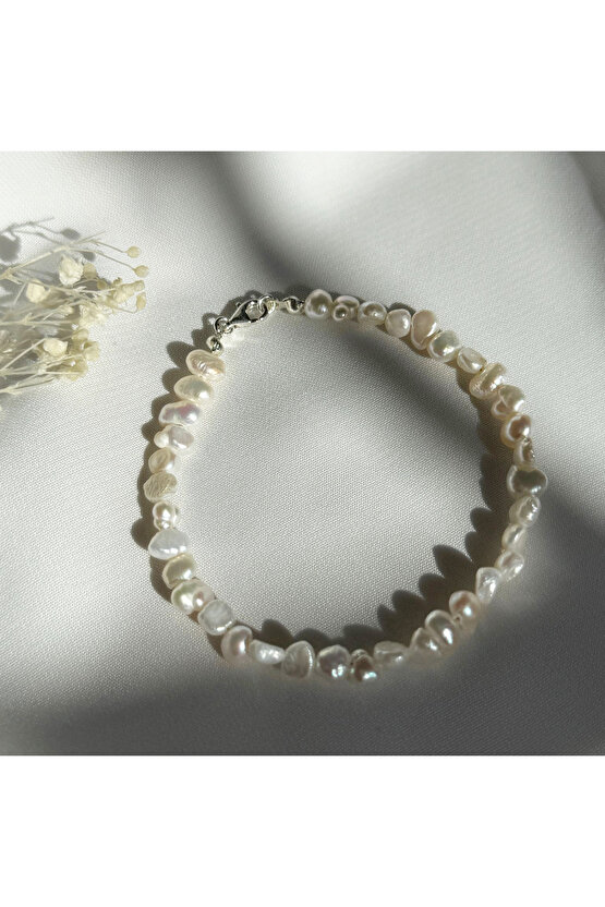 Gerçek İnci Gümüş Bileklik