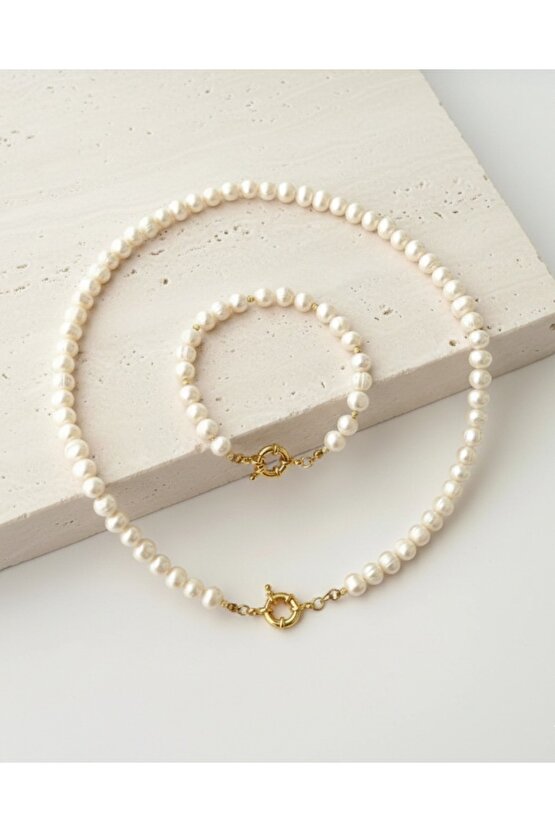 Hakiki İncili Kolye Bileklik Set