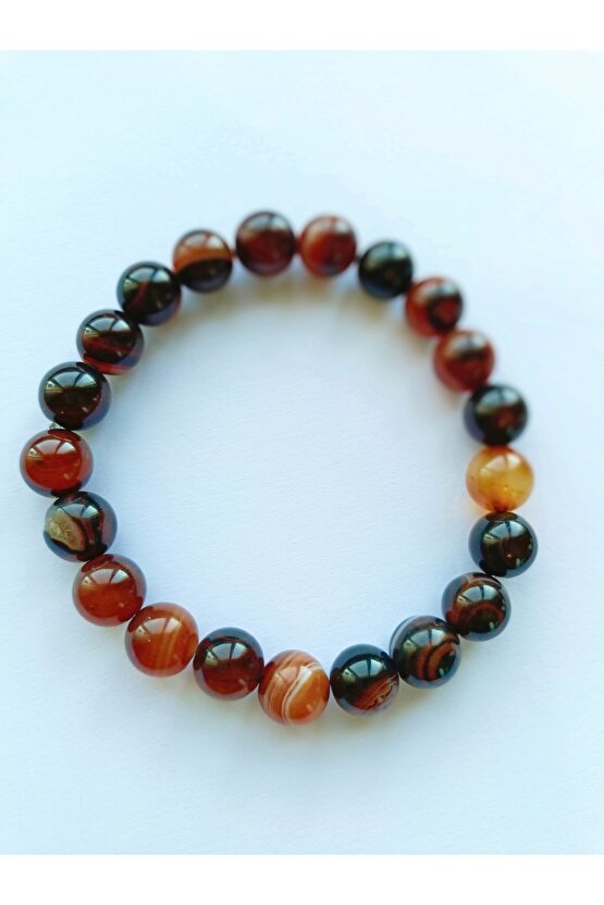 Kızıl Akik Doğaltaş Bileklik 12mm