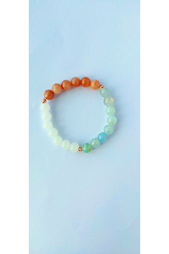 Aquamarin Güneştaşı ve Kuvars Bileklik