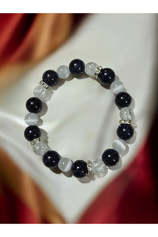 YILDIZ TAŞI (LACİVERT ) NECEF VE KEDİ GÖZÜ BİLEKLİK