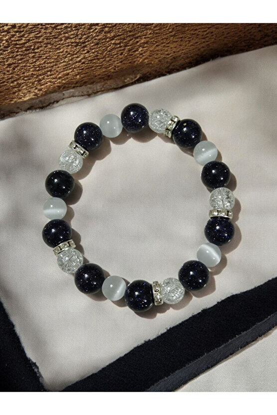 YILDIZ TAŞI (LACİVERT ) NECEF VE KEDİ GÖZÜ BİLEKLİK