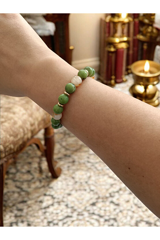 Sitrin Ve Yeşim Taşı (BOLLUK ZİHİNSEL DENGE VE POZİTİF ŞANS) Bileklik