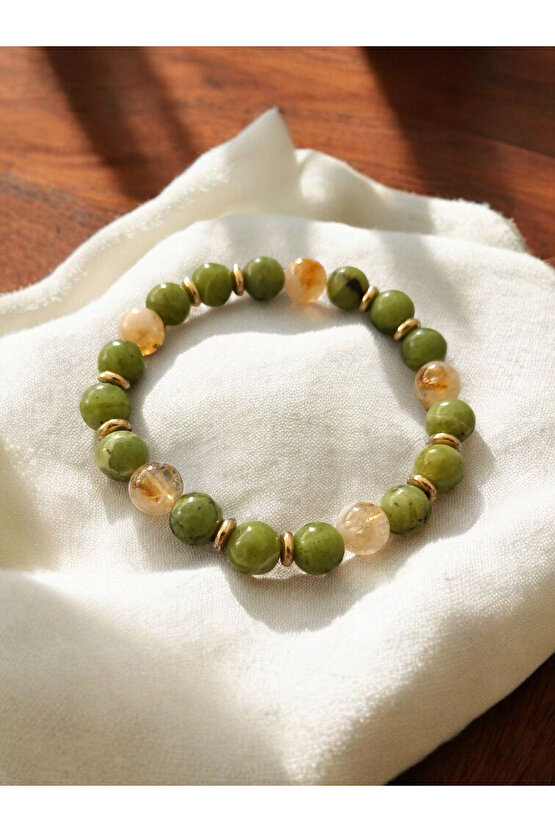 Sitrin Ve Yeşim Taşı (BOLLUK ZİHİNSEL DENGE VE POZİTİF ŞANS) Bileklik