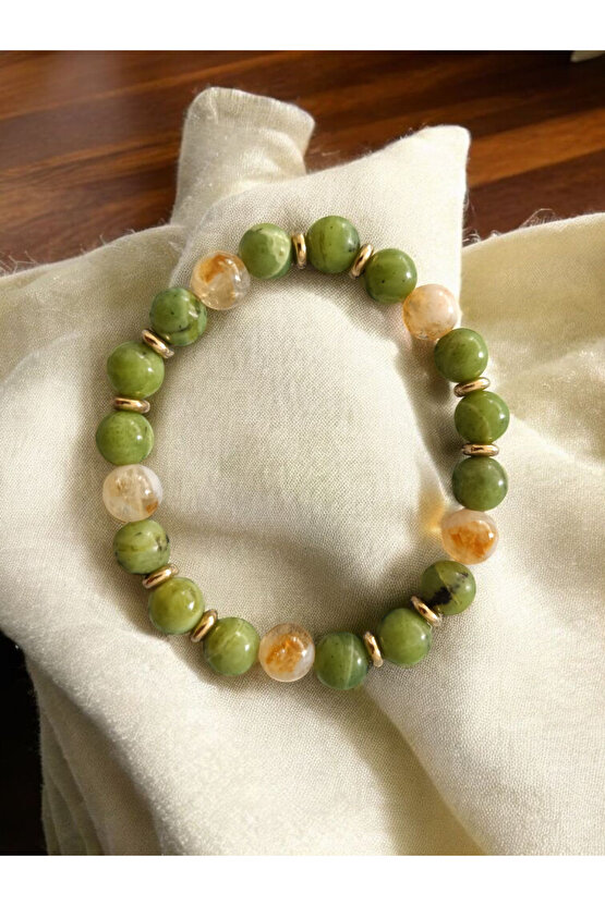 Sitrin Ve Yeşim Taşı (BOLLUK ZİHİNSEL DENGE VE POZİTİF ŞANS) Bileklik