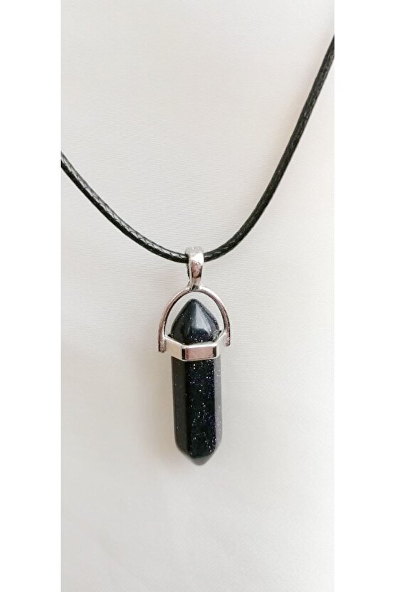 Siyah Yıldız Taşı -doğaltaş Pandül Kolye -çivi Model Doğaltaş Kolye