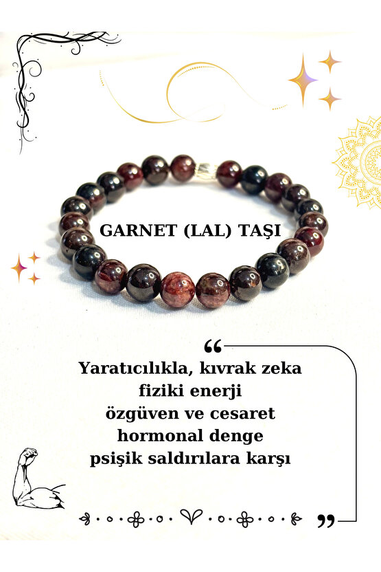 Garnet (LAL) Taşı Bileklik Sertifikalıı Doğal Taş.