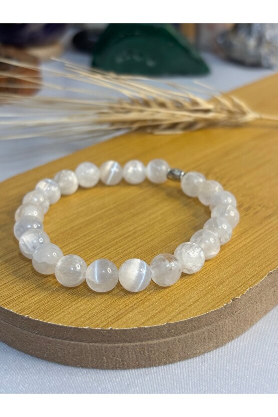 Selenit Taşı Sertifikalı Doğaltaş Bileklik.