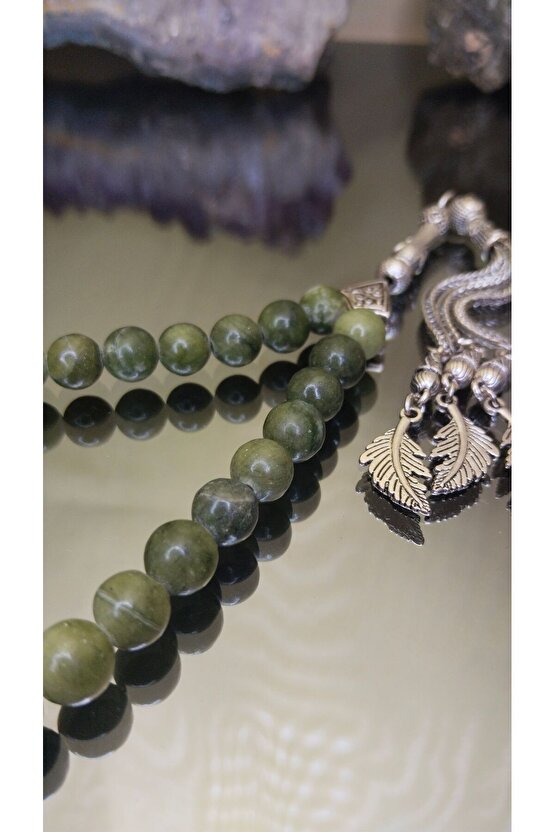 Yeşim Taşı Sertifikalı Tesbih. Uzman Tarafından Onaylanmış Test Edilmiştir