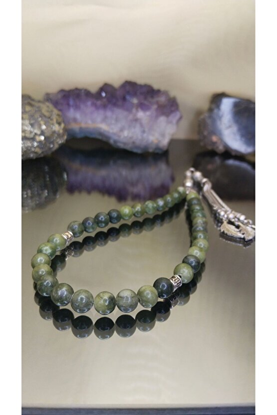 Yeşim Taşı Sertifikalı Tesbih. Uzman Tarafından Onaylanmış Test Edilmiştir