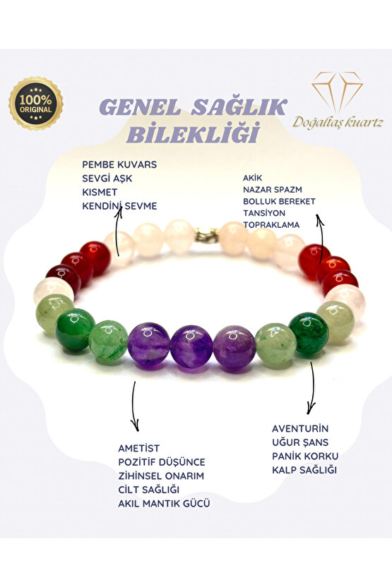 Genel sağlık doğaltaş bileklik. Sertifikalı Orjinal doğaltaş