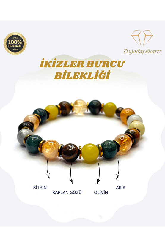 İkizler burcu doğaltaş bileklik. Sertifikalı Orjinal doğaltaş