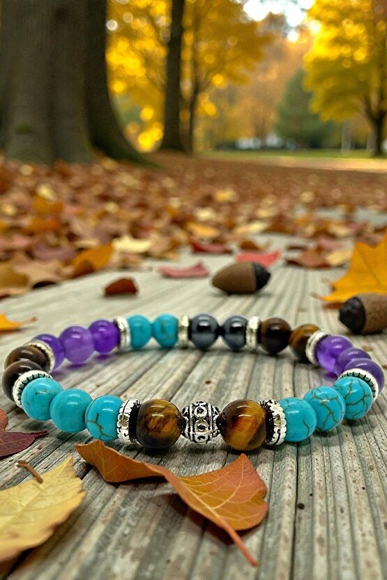 Doğaltaş - Nazar Bilekliği - Turkuaz - Kaplan Gözü - Ametist - Hematit - Unisex