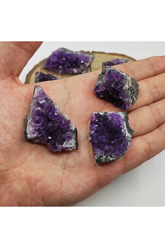 Doğal Mor Ametist Taşı Ham Parça Dekoratif Mor Enerji Taşı ( 3-4 CM )
