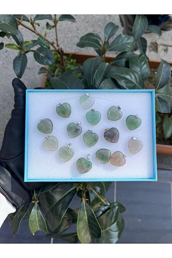 Florit Doğal Taş Kalp Kolye Ucu