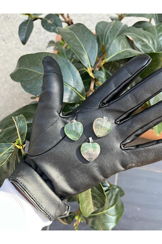 Florit Doğal Taş Kalp Kolye Ucu