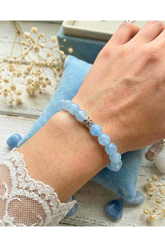 Mavi Ay Taşı (Moonstone) Doğal Taş Bileklik - Stres Karşıtı Enerji Aksesuarı