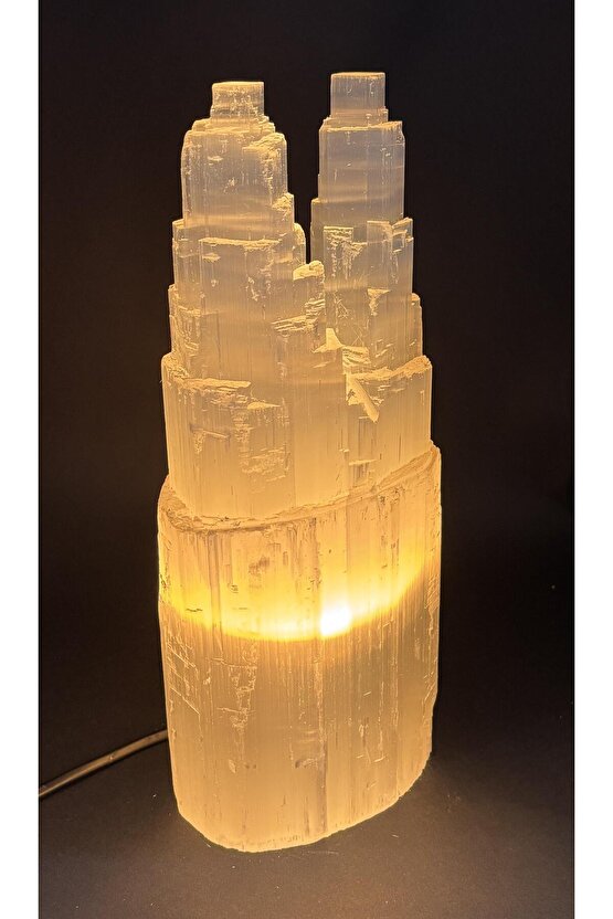 SELENİT DOĞALTAŞ TWİN TOWER LAMBA 30 CM