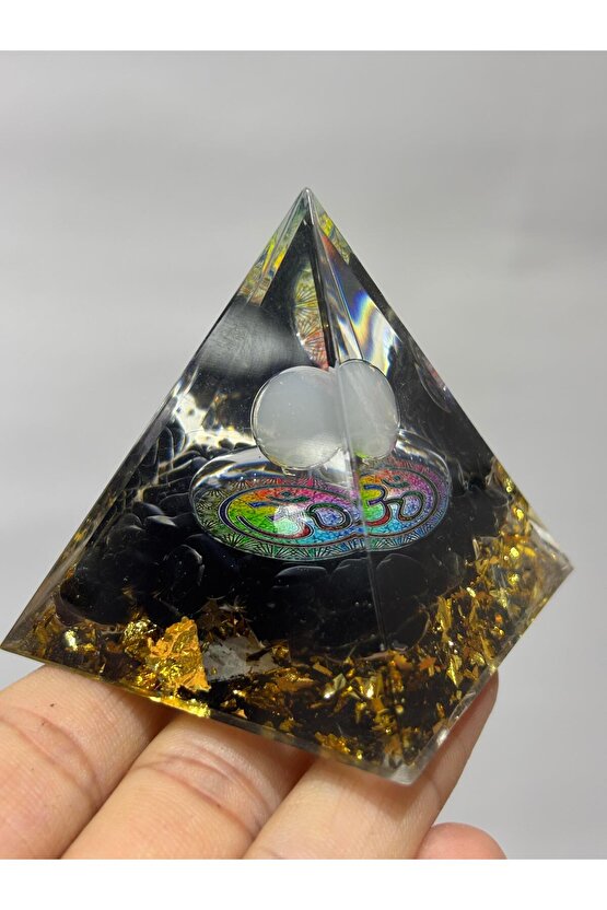 OBSİDYEN KORUMA KALKANI ORGONİT OM SEMBOLLÜ