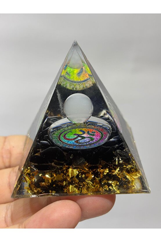 OBSİDYEN KORUMA KALKANI ORGONİT OM SEMBOLLÜ