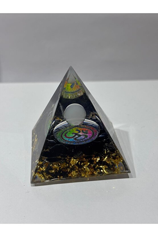 OBSİDYEN KORUMA KALKANI ORGONİT OM SEMBOLLÜ