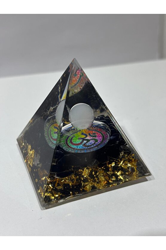 OBSİDYEN KORUMA KALKANI ORGONİT OM SEMBOLLÜ