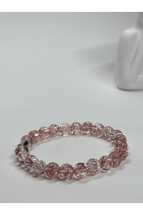 PEMBE NECEF DAĞ KRİSTALI ŞANS TAŞI DOĞALTAŞ BİLEKLİK