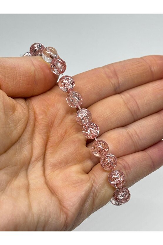 PEMBE NECEF DAĞ KRİSTALI ŞANS TAŞI DOĞALTAŞ BİLEKLİK