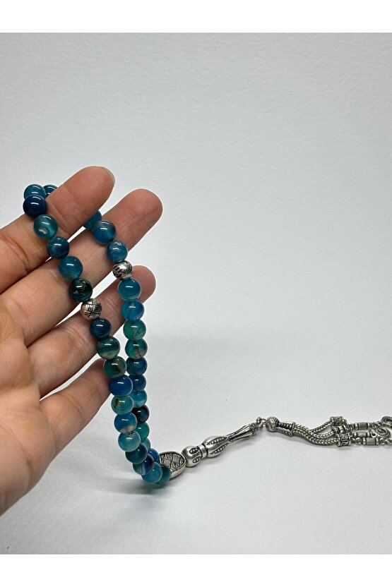 MAVİ AKİK İLETİŞİM TAŞI DOĞALTAŞ TESBİH