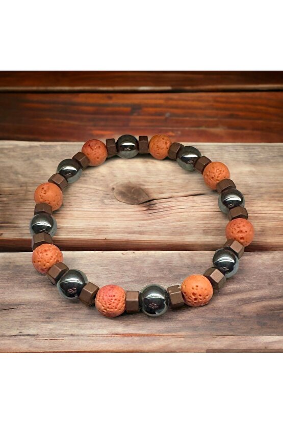 Renkli Lav Taşı ve Doğal Taşlarla El İşi; Boho Stili Erkek Bileklik , Şifa Bileklik