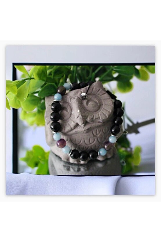 Gerçek Doğal Taş Şifa Bileklik - Cesaret Başarı Huzur Para Öğrenci (ametist,akuamarin,oniks Hematit)