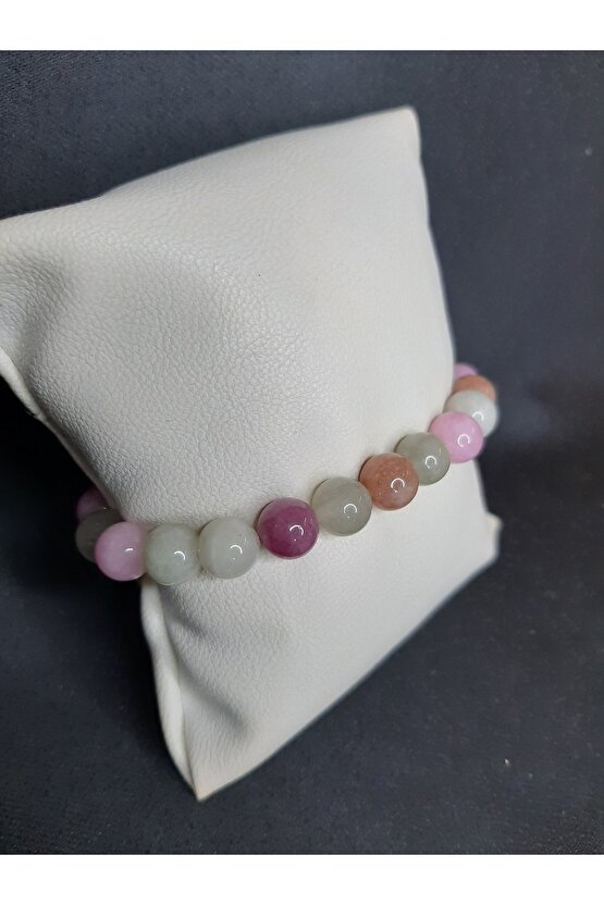 Pembe ve Tonları ile Tasarlanmış Akik Taşı Bileklik Zarif ve Şık Tasarım